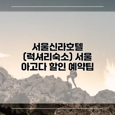 서울신라호텔 (럭셔리숙소) 서울 아고다 할인 예약팁