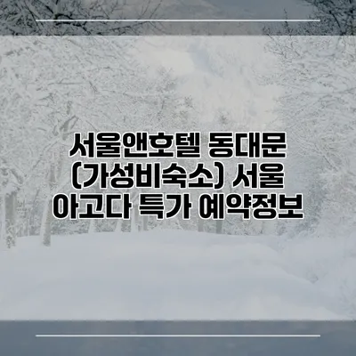 서울앤호텔 동대문 (가성비숙소) 서울 아고다 특가 예약정보