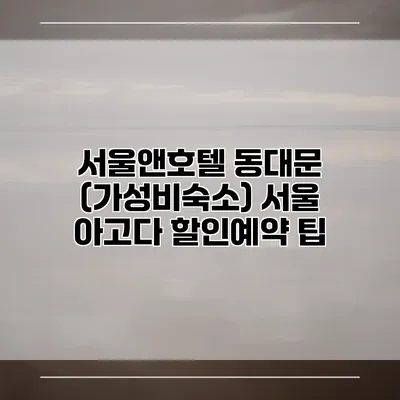 서울앤호텔 동대문 (가성비숙소) 서울 아고다 할인예약 팁