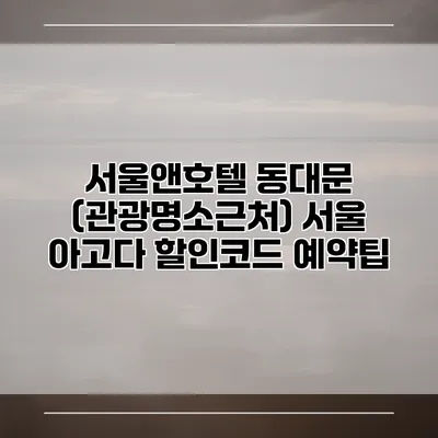 서울앤호텔 동대문 (관광명소근처) 서울 아고다 할인코드 예약팁