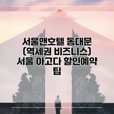 서울앤호텔 동대문 (역세권 비즈니스) 서울 아고다 할인예약 팁