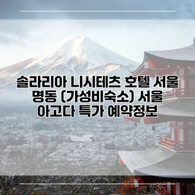 솔라리아 니시테츠 호텔 서울 명동 (가성비숙소) 서울 아고다 특가 예약정보