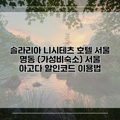 솔라리아 니시테츠 호텔 서울 명동 (가성비숙소) 서울 아고다 할인코드 이용법