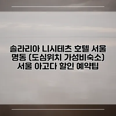 솔라리아 니시테츠 호텔 서울 명동 (도심위치 가성비숙소) 서울 아고다 할인 예약팁