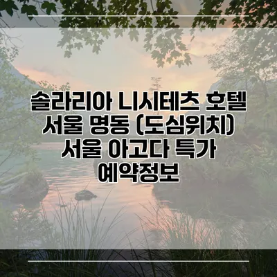 솔라리아 니시테츠 호텔 서울 명동 (도심위치) 서울 아고다 특가 예약정보