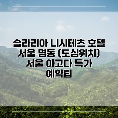 솔라리아 니시테츠 호텔 서울 명동 (도심위치) 서울 아고다 특가 예약팁