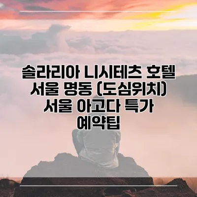 솔라리아 니시테츠 호텔 서울 명동 (도심위치) 서울 아고다 특가 예약팁