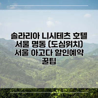 솔라리아 니시테츠 호텔 서울 명동 (도심위치) 서울 아고다 할인예약 꿀팁
