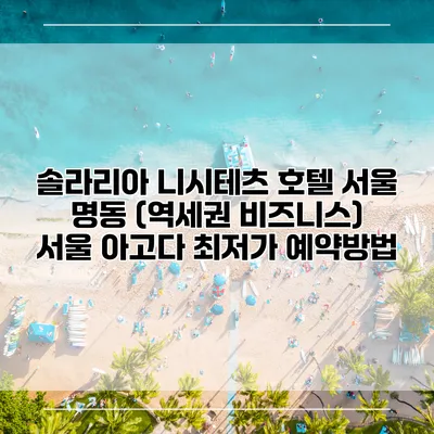 솔라리아 니시테츠 호텔 서울 명동 (역세권 비즈니스) 서울 아고다 최저가 예약방법