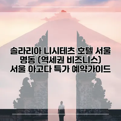 솔라리아 니시테츠 호텔 서울 명동 (역세권 비즈니스) 서울 아고다 특가 예약가이드