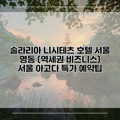 솔라리아 니시테츠 호텔 서울 명동 (역세권 비즈니스) 서울 아고다 특가 예약팁