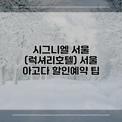 시그니엘 서울 (럭셔리호텔) 서울 아고다 할인예약 팁