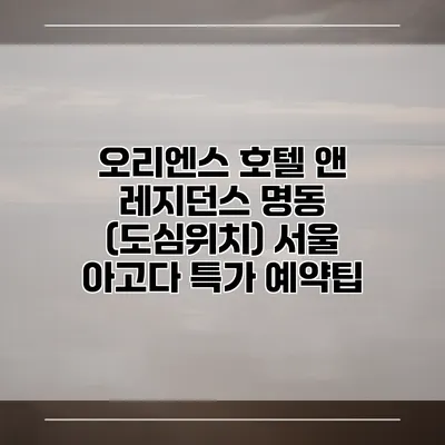 오리엔스 호텔 앤 레지던스 명동 (도심위치) 서울 아고다 특가 예약팁