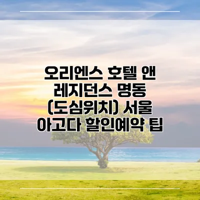 오리엔스 호텔 앤 레지던스 명동 (도심위치) 서울 아고다 할인예약 팁