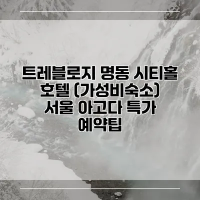 트레블로지 명동 시티홀 호텔 (가성비숙소) 서울 아고다 특가 예약팁