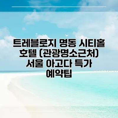 트레블로지 명동 시티홀 호텔 (관광명소근처) 서울 아고다 특가 예약팁