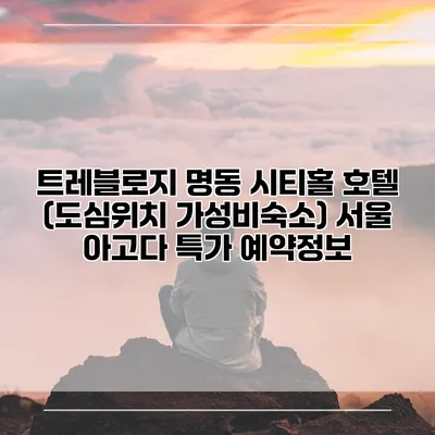 트레블로지 명동 시티홀 호텔 (도심위치 가성비숙소) 서울 아고다 특가 예약정보