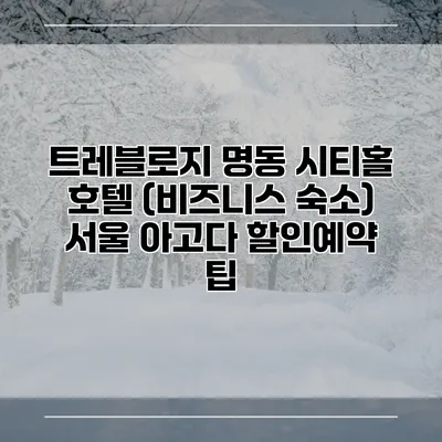 트레블로지 명동 시티홀 호텔 (비즈니스 숙소) 서울 아고다 할인예약 팁