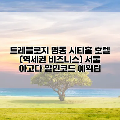 트레블로지 명동 시티홀 호텔 (역세권 비즈니스) 서울 아고다 할인코드 예약팁