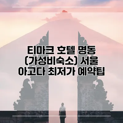 티마크 호텔 명동 (가성비숙소) 서울 아고다 최저가 예약팁