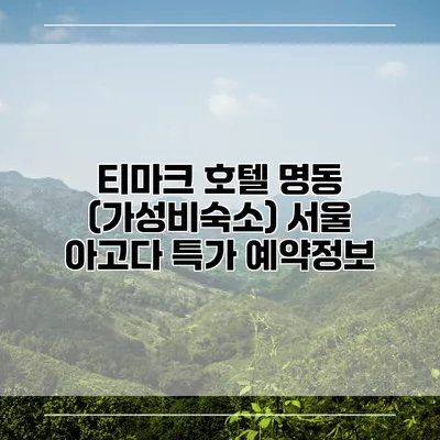 티마크 호텔 명동 (가성비숙소) 서울 아고다 특가 예약정보