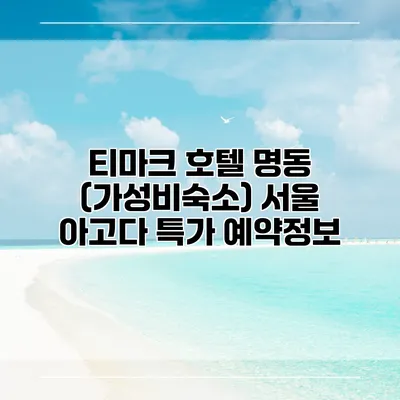 티마크 호텔 명동 (가성비숙소) 서울 아고다 특가 예약정보