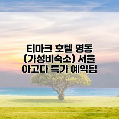 티마크 호텔 명동 (가성비숙소) 서울 아고다 특가 예약팁