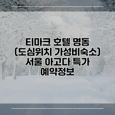 티마크 호텔 명동 (도심위치 가성비숙소) 서울 아고다 특가 예약정보