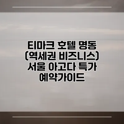 티마크 호텔 명동 (역세권 비즈니스) 서울 아고다 특가 예약가이드