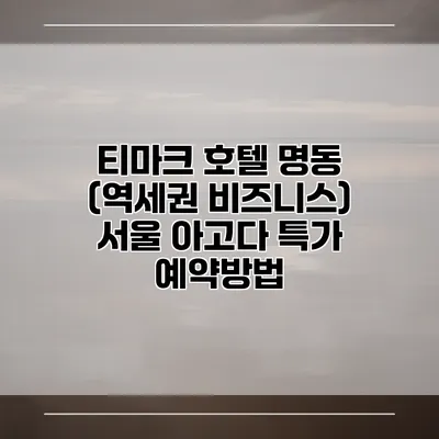 티마크 호텔 명동 (역세권 비즈니스) 서울 아고다 특가 예약방법