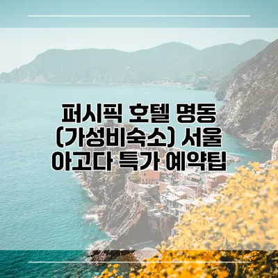 퍼시픽 호텔 명동 (가성비숙소) 서울 아고다 특가 예약팁