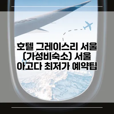 호텔 그레이스리 서울 (가성비숙소) 서울 아고다 최저가 예약팁