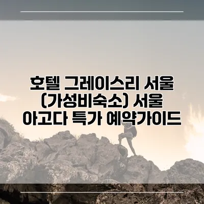 호텔 그레이스리 서울 (가성비숙소) 서울 아고다 특가 예약가이드