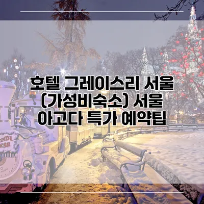 호텔 그레이스리 서울 (가성비숙소) 서울 아고다 특가 예약팁