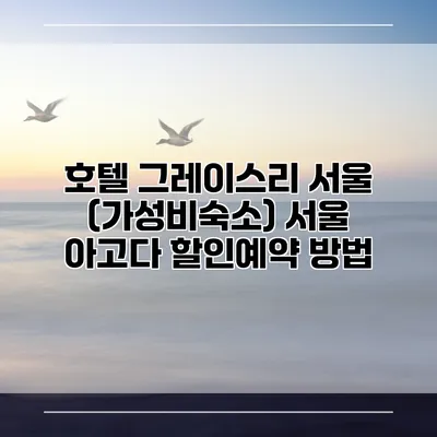 호텔 그레이스리 서울 (가성비숙소) 서울 아고다 할인예약 방법