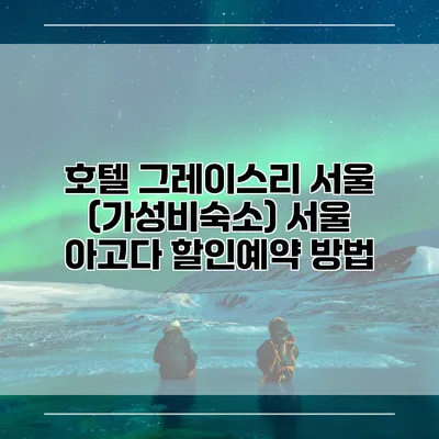 호텔 그레이스리 서울 (가성비숙소) 서울 아고다 할인예약 방법