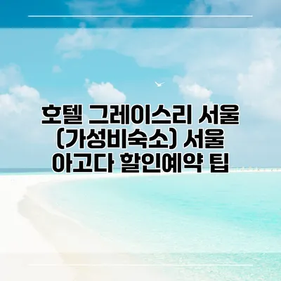 호텔 그레이스리 서울 (가성비숙소) 서울 아고다 할인예약 팁