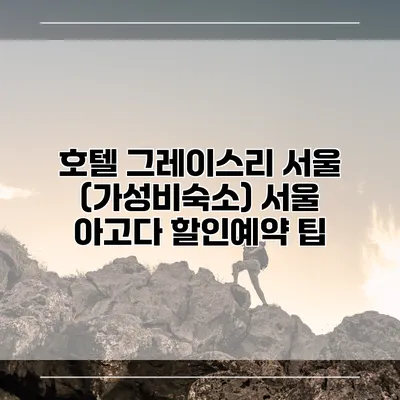 호텔 그레이스리 서울 (가성비숙소) 서울 아고다 할인예약 팁
