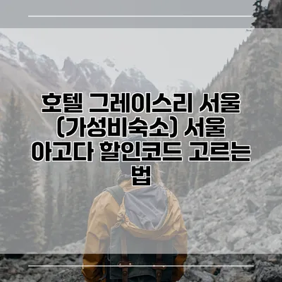 호텔 그레이스리 서울 (가성비숙소) 서울 아고다 할인코드 고르는 법