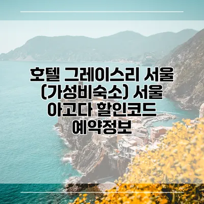호텔 그레이스리 서울 (가성비숙소) 서울 아고다 할인코드 예약정보