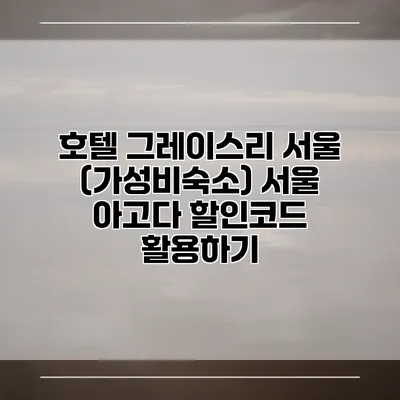호텔 그레이스리 서울 (가성비숙소) 서울 아고다 할인코드 활용하기
