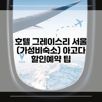 호텔 그레이스리 서울 (가성비숙소) 아고다 할인예약 팁