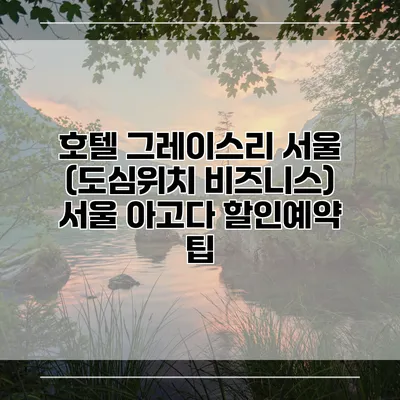 호텔 그레이스리 서울 (도심위치 비즈니스) 서울 아고다 할인예약 팁