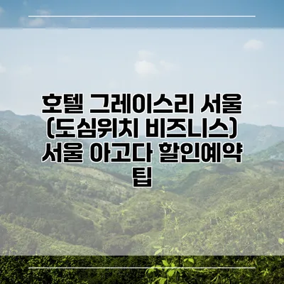 호텔 그레이스리 서울 (도심위치 비즈니스) 서울 아고다 할인예약 팁