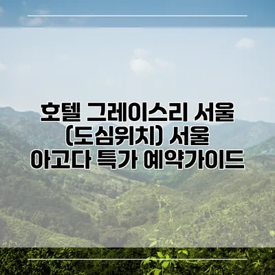 호텔 그레이스리 서울 (도심위치) 서울 아고다 특가 예약가이드
