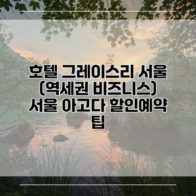 호텔 그레이스리 서울 (역세권 비즈니스) 서울 아고다 할인예약 팁