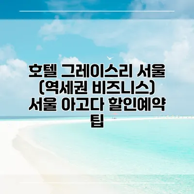 호텔 그레이스리 서울 (역세권 비즈니스) 서울 아고다 할인예약 팁
