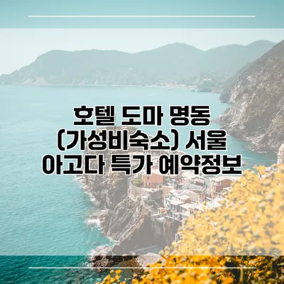호텔 도마 명동 (가성비숙소) 서울 아고다 특가 예약정보