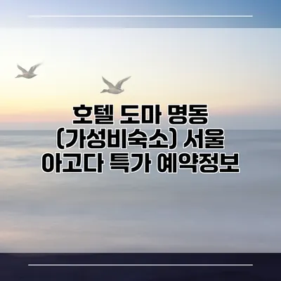 호텔 도마 명동 (가성비숙소) 서울 아고다 특가 예약정보