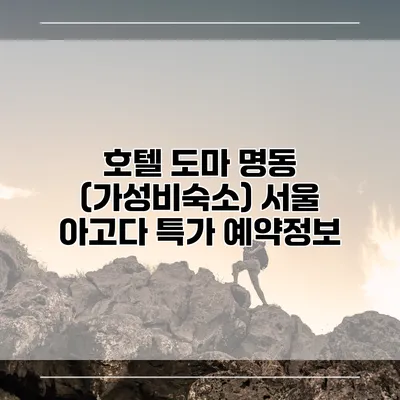 호텔 도마 명동 (가성비숙소) 서울 아고다 특가 예약정보